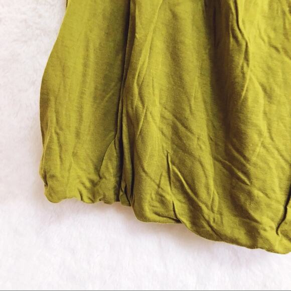 Little Yellow Button Olive Ruffled Front Top - Picture 3 of 7
